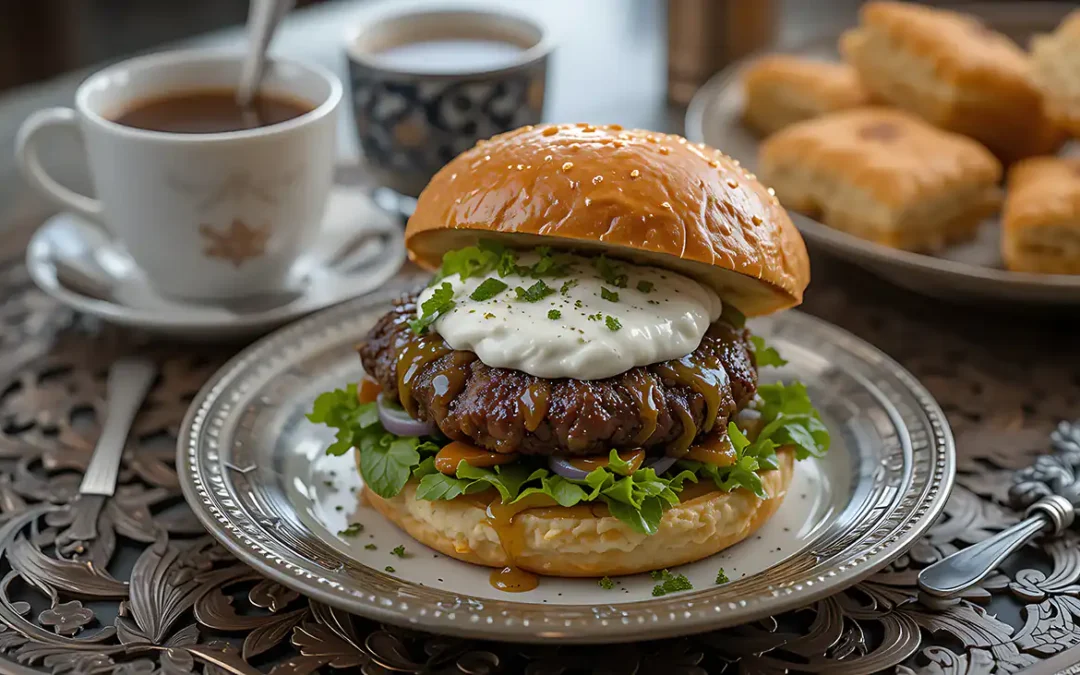 Lamsburgers met munt-yoghurtsaus